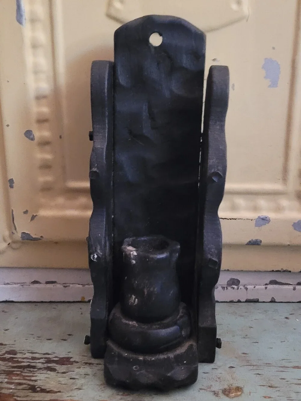Antique Rustic Wooden Candle Holder